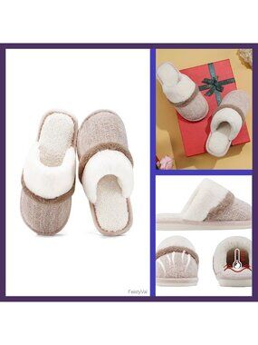 Women's Fuzzy Memory Foam Slippers Anti-Skid Indoor Outdoor House Shoes